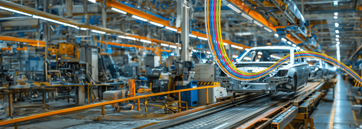 car factory conveyor workers assembling cars