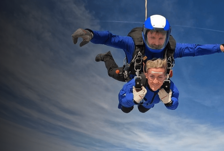 Two people parachuting